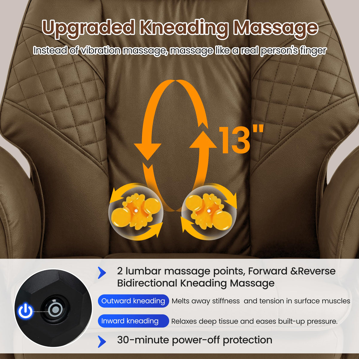 3D Kneading Massage Office Chair with Footrest S36512