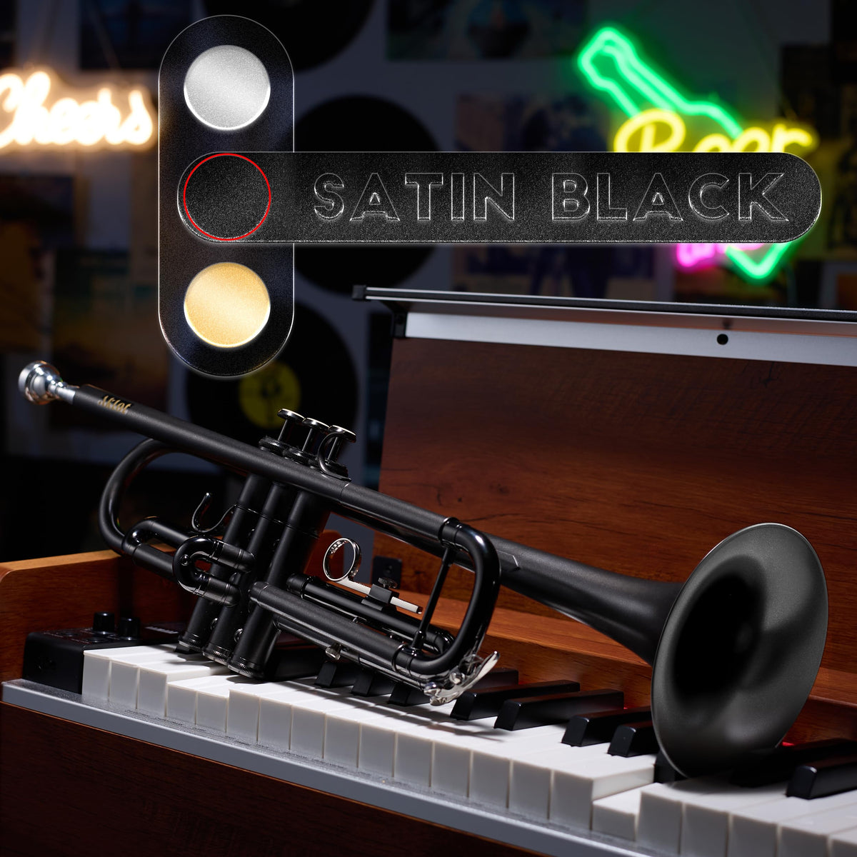 Satin Black Bb Trumpet with Hard Case W71330