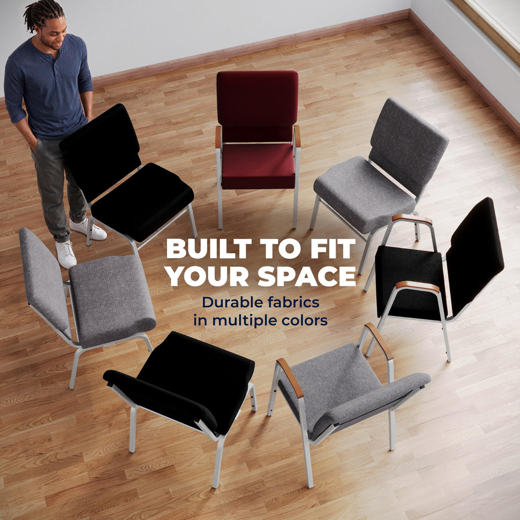 4 Pack Stacking Church Chair in Gray Fabric R110910