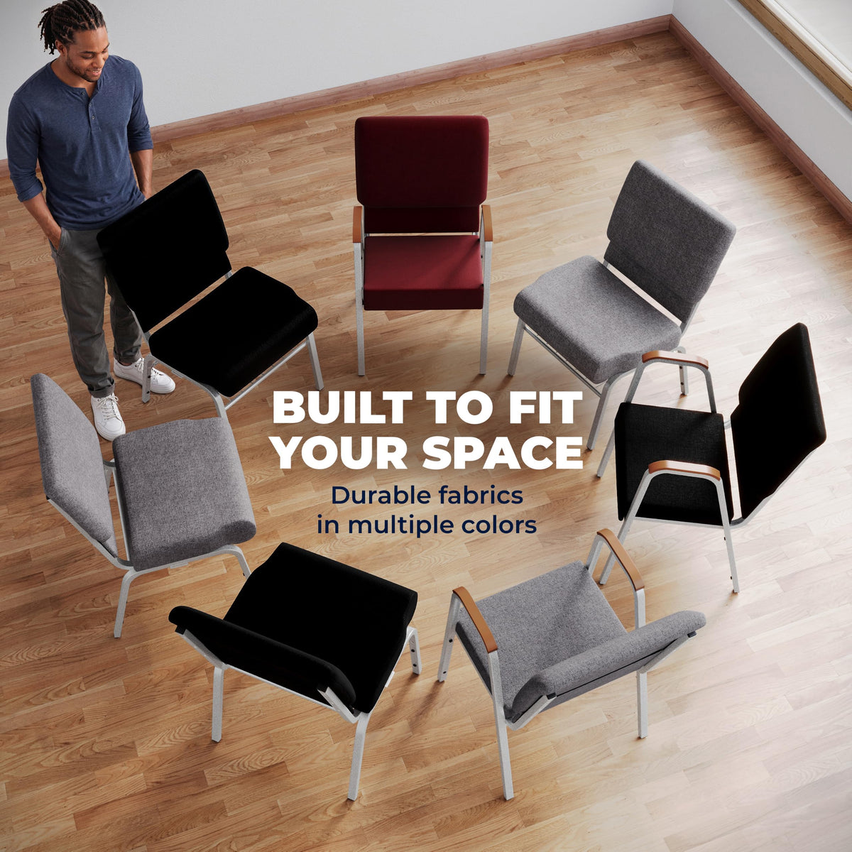 4 Pack Stacking Church Chair in Gray Fabric R110910