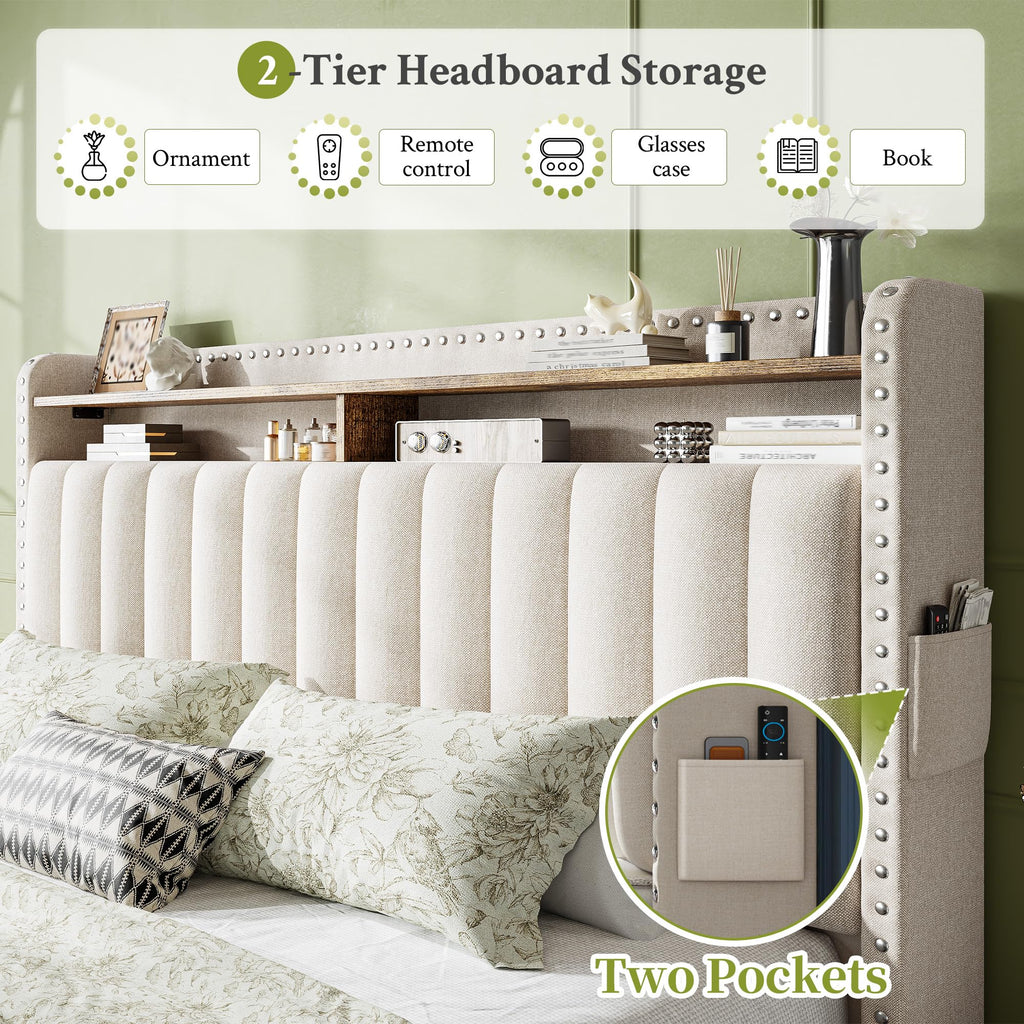 Queen Bed Frame with 2 Drawers U365262