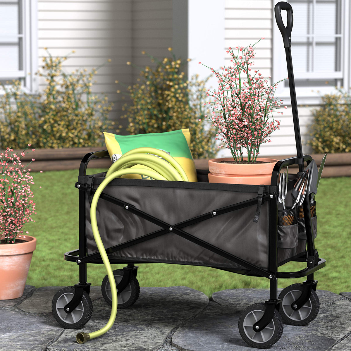 Collapsible Heavy Duty Utility Wagon 265 Pounds Capacity Black B534358