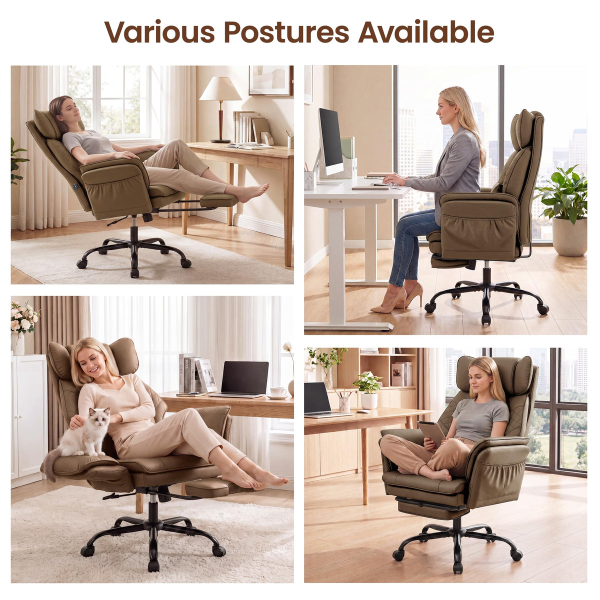 3D Kneading Massage Office Chair with Footrest S36512