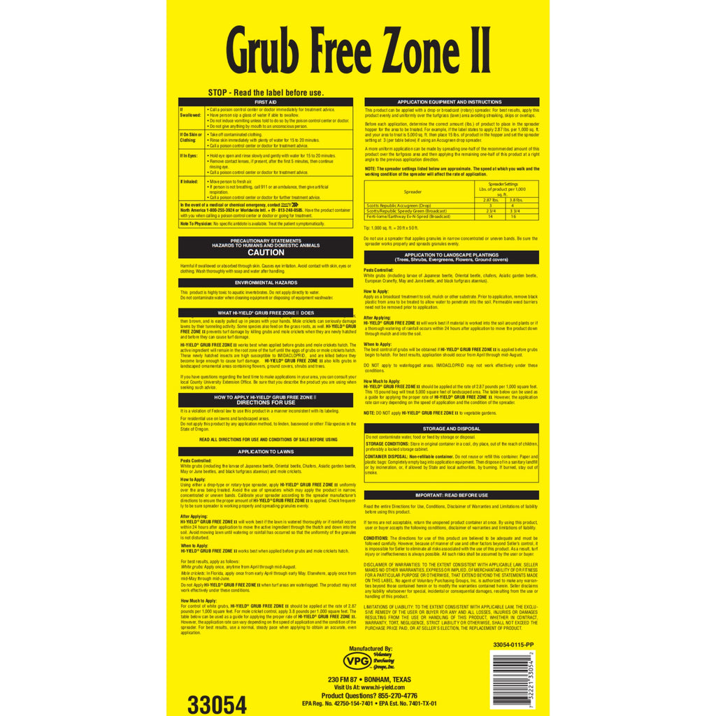 15 lbs. Grub Free Zone II V62018