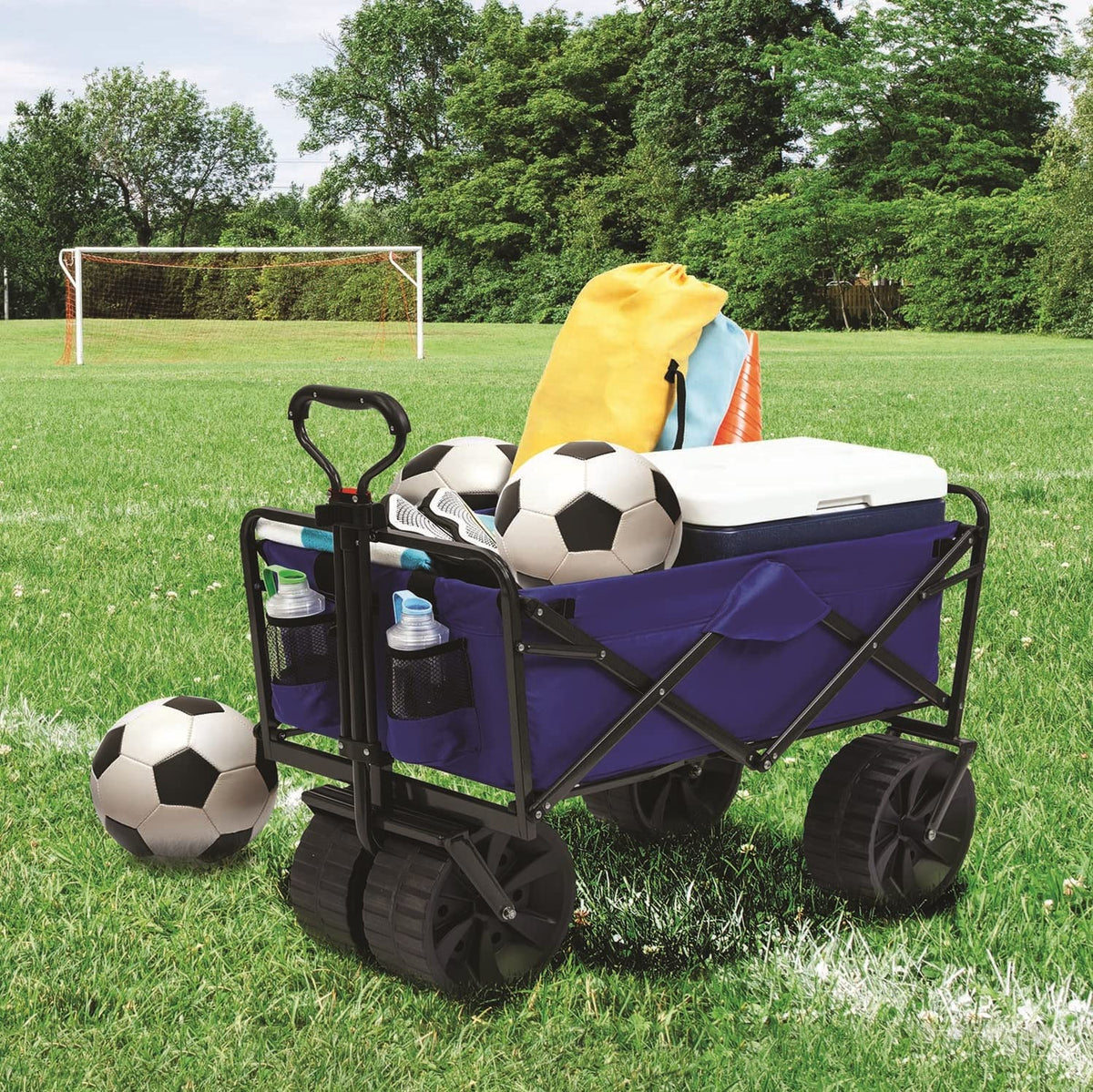 Blue Black Collapsible All Terrain Utility Beach Wagon Cart F90040