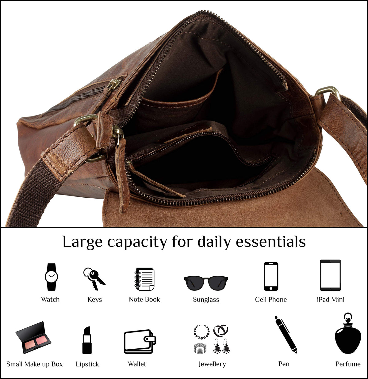 Genuine Leather Crossbody Purse and Handbags Z962128